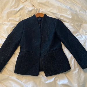 J. crew wool glitterknit blazer black / gold knit sz 2